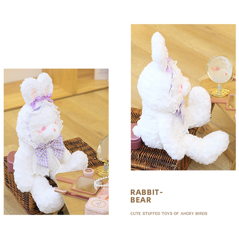 35cm Soft Bear Rabbit Plush Toy Dressed Lolita Bunny Doll Hug Pillow Stuffed Animal Cartoon Bears Plushies Child Girl Gifts