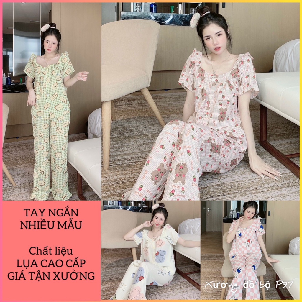 Đồ bộ pijama nữ tay ngắn nhiều mẫu thiết kế siêu xinh, đồ ngủ cao cấp chất liệu lụa mềm mịn mát giá tận xưởng freeship