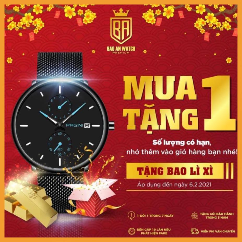[Chính Hãng 100%] Đồng Hồ Nam - Đồng hồ thời trang Nam PAGINI PA9966 Dây Titanium Cao Cấp - Bảo Hành