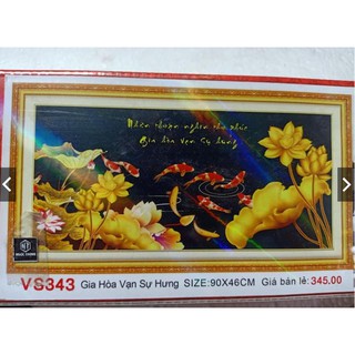 Tranh đính đá 9 cá sen vàng VS343 (90*46)– Tự đính