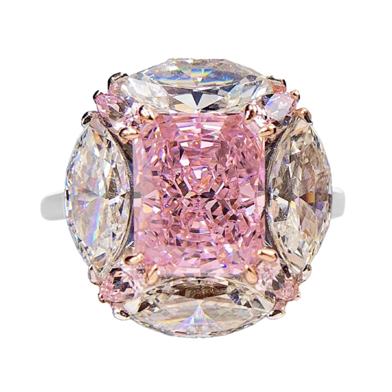 Nhẫn Đính Đá Zircon Hình Vuông Sang Trọng Cho Nữ
