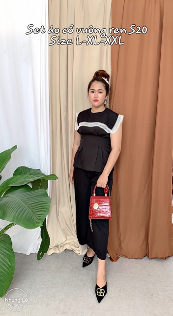 Bigsize Set áo cổ vuông ren S20