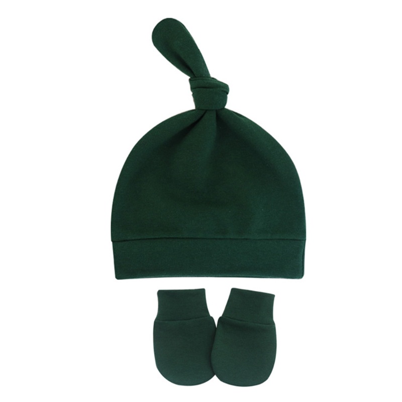 Set Mũ Beanie + Găng Tay + Găng Tay Chống Trầy Xước Giữ Ấm Cho Bé Sơ Sinh