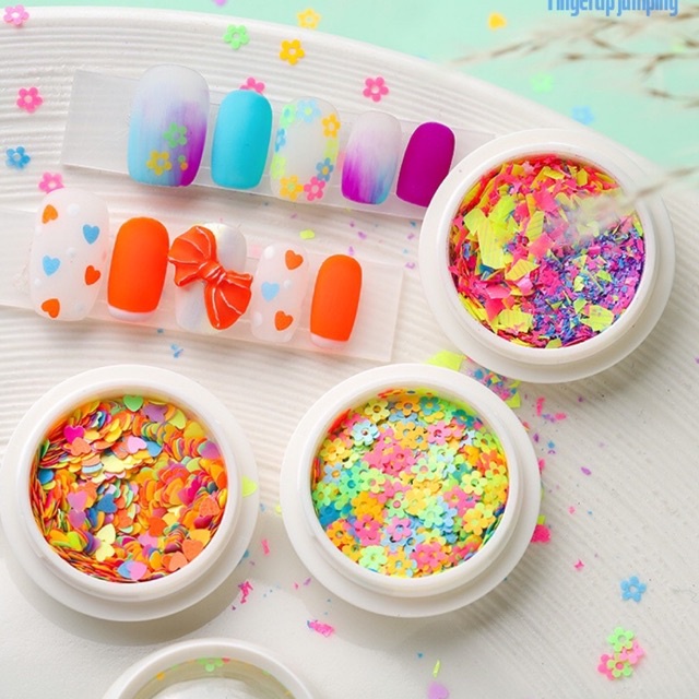 Hũ giấy ẩn nail nhiều hình, màu neon trang trí móng tay
