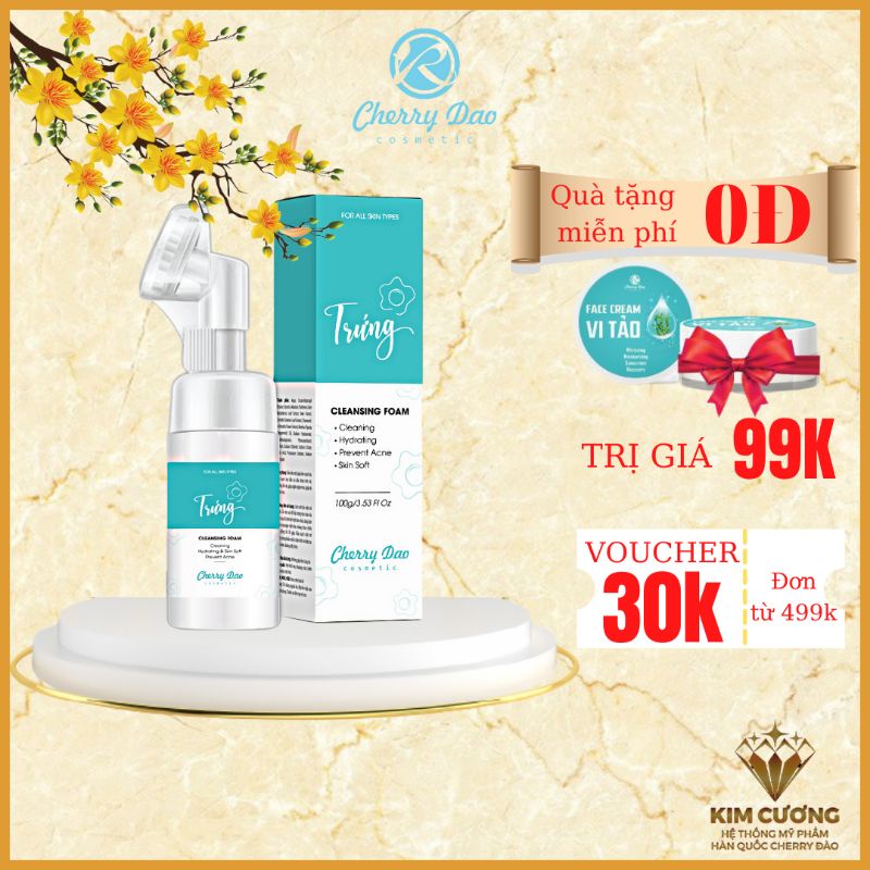 Sữa rửa mặt Trứng làm sạch bụi bẩn, dầu thừa trên da với đầu cọ silicon siêu mềm da mụn, da nhạy cảm đều dùng được