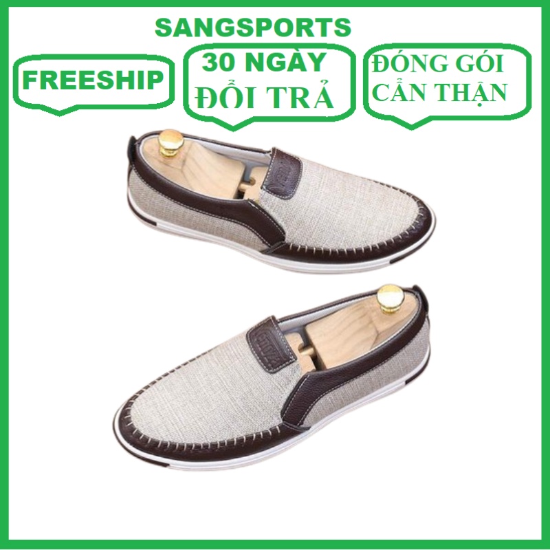 Giày lười nam vải bố cao cấp VB01 có 4 màu nâu - đen- xanh -kem