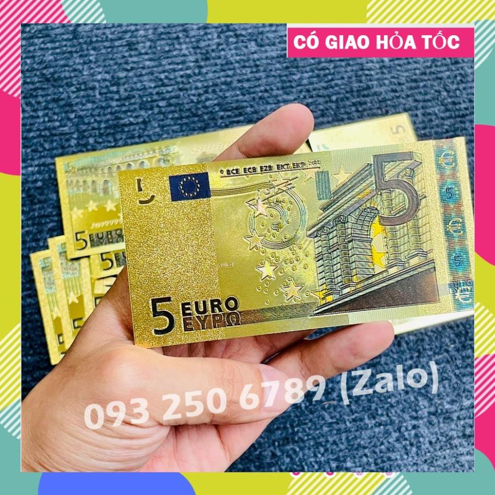 TRỢ GIÁ Tờ Tiền Kỉ Niệm 5 EURO Plastic Mạ Vàng Lì Xì Tết May Mắn