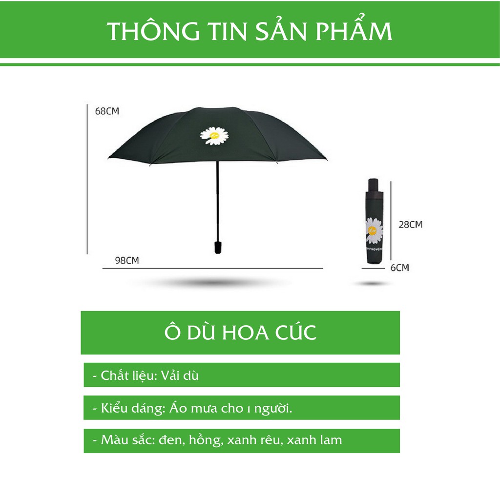 Ô Dù Che Nắng Mưa Xếp Gọn Chống Tia UV Cao Cấp Hình Hoa Cúc