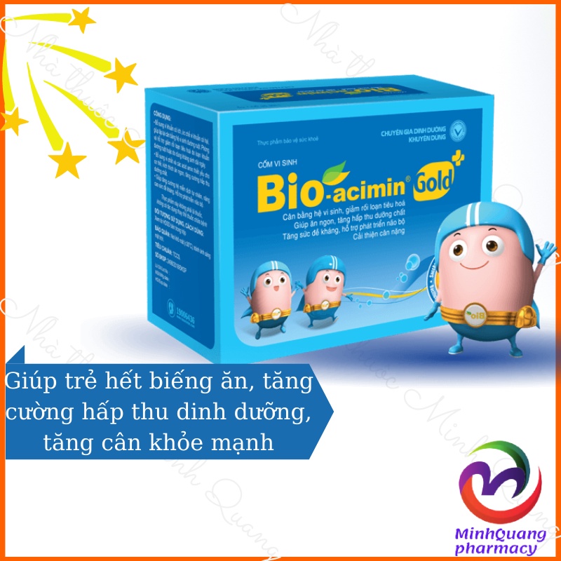 Cốm vi sinh Bio-acimin Gold - Thực phẩm bảo vệ sức khỏe cho bé biếng ăn, rối loạn tiêu hoá. [Hộp 30 gói]