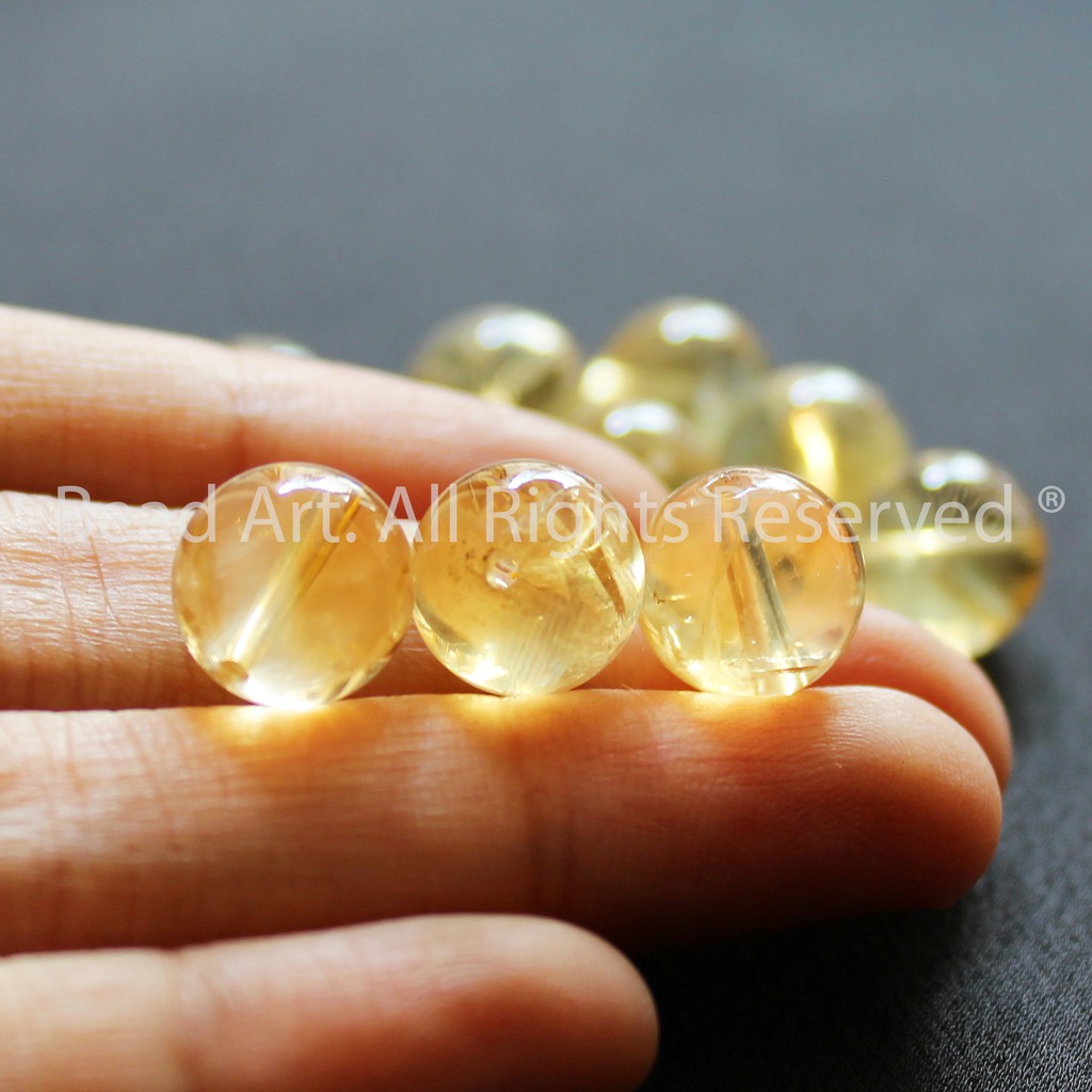 [1 Hạt] T.A Vàng (Citrine) 10mm Phối Trang Sức, Vòng Tay, Phong Thuỷ