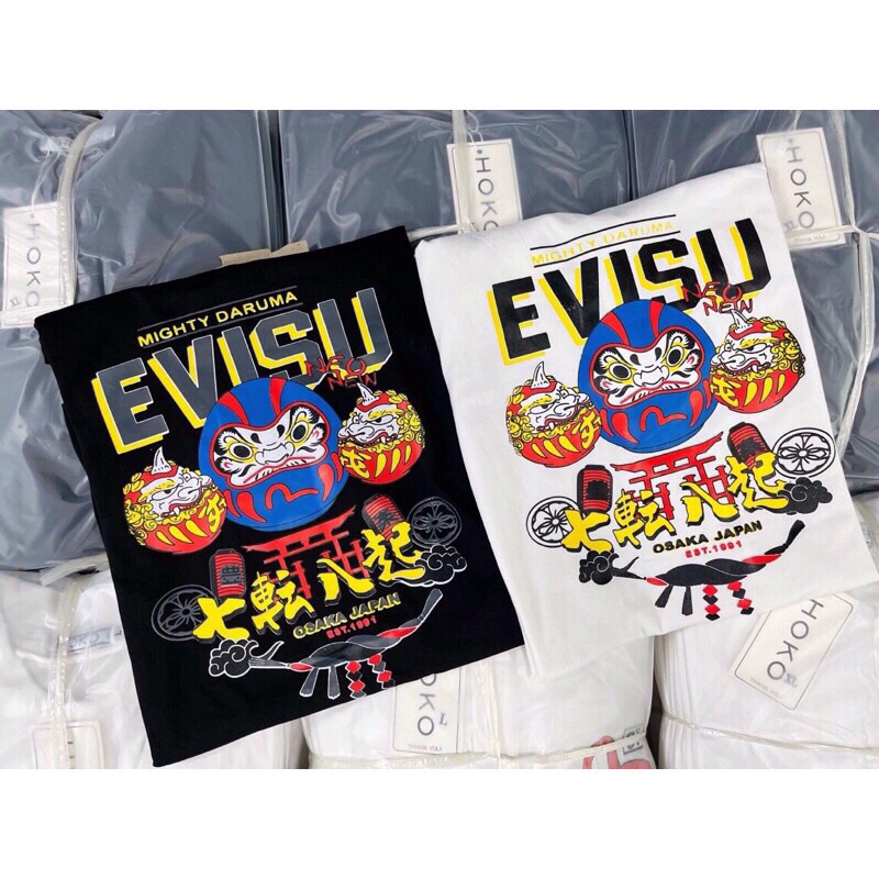 Áo Thun Cổ Trụ EVISU Vải Cotton Cao Cấp Hình In Sắc Nét Phong Cách Thể Thao Sang Trọng Cá Tính