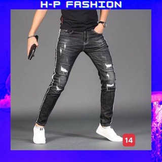 Quần Jean Nam Rách Màu Đen 🔵 𝐅𝐑𝐄𝐄 𝐒𝐇𝐈𝐏 🔵 Quần Nam Đẹp Co Giãn Hàng Quảng Châu Hpfashion - Qjnhp074
