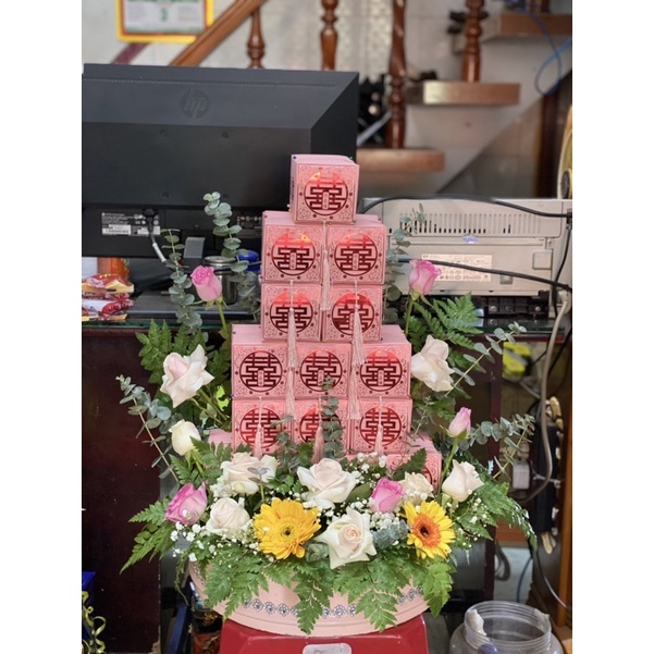 Combo 20-30-50c Hộp quà cưới Màu Hồng đựng bánh, kẹo, socola màu size 7,5cm