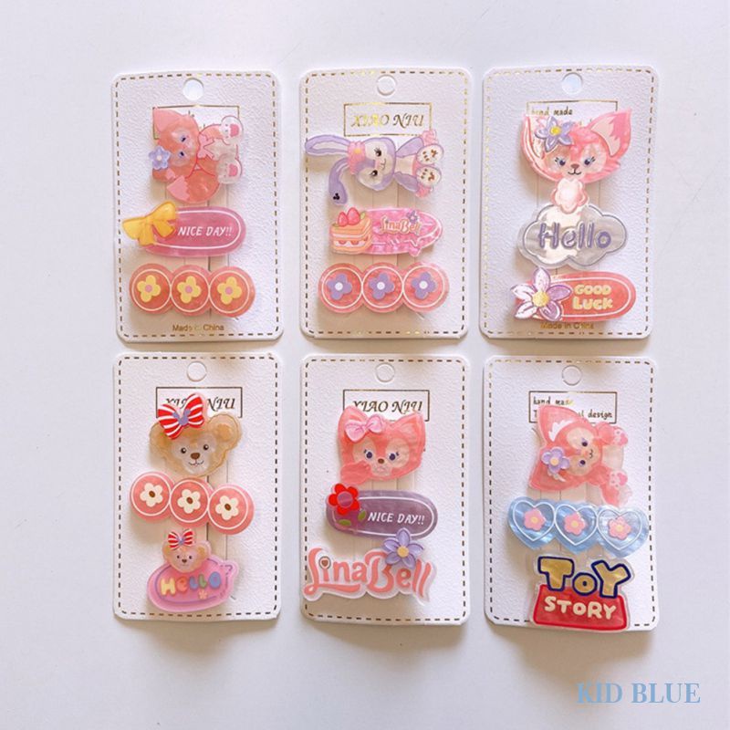 Set 3 Kẹp Tóc Mỏ Vịt Hoạt Hình Màu Hồng Dễ Thương Cho Bé Gái