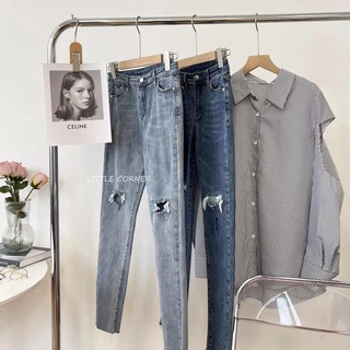 Quần Jean Ôm Nữ TOPSHOP rách ô đùi - Quần Skinny co dãn Quảng Châu 2 màu đậm nhạt siêu co dãn