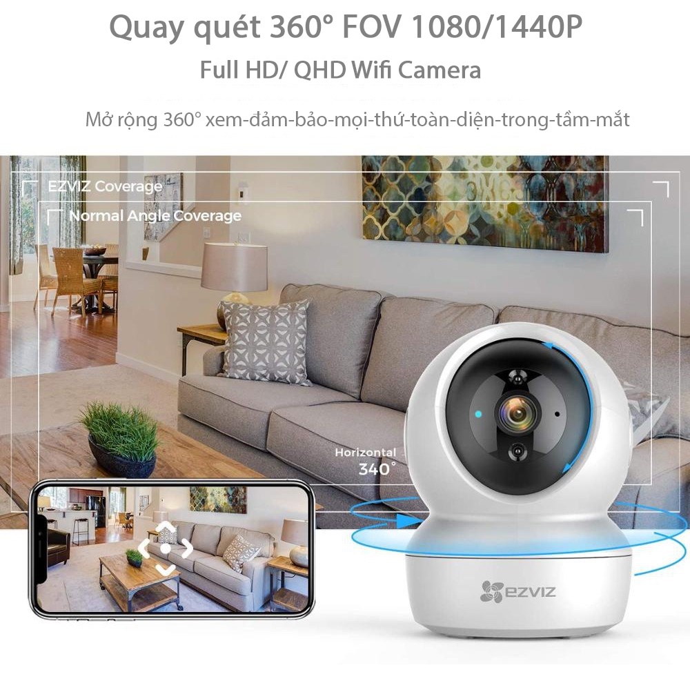 Camera wifi Ezviz C6N 1080P(2MP) - 2K(4MP) xoay 360 - Hàng chính hãng, bảo hành 24 tháng