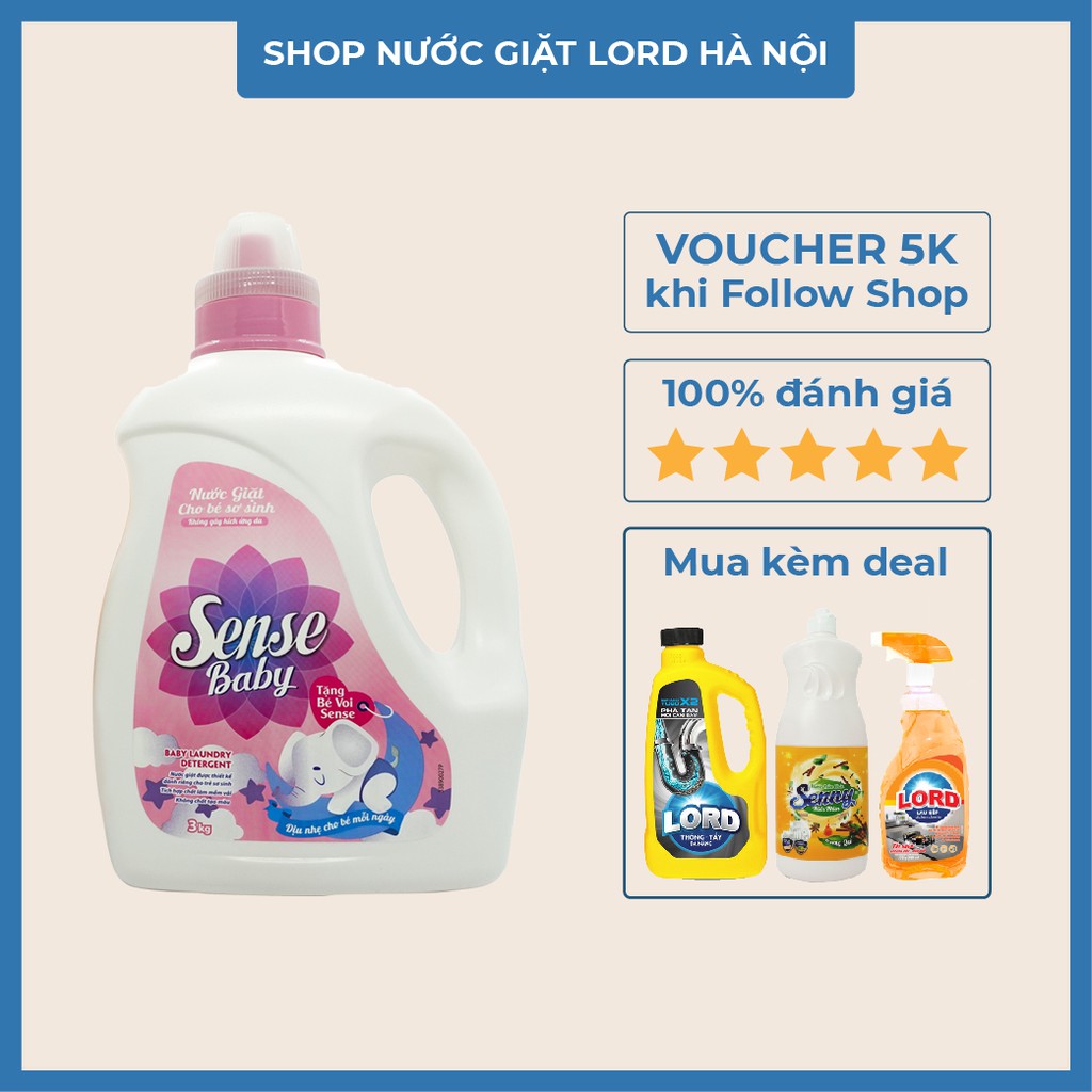 Nước giặt quần áo trẻ em Sense Baby can 3kg