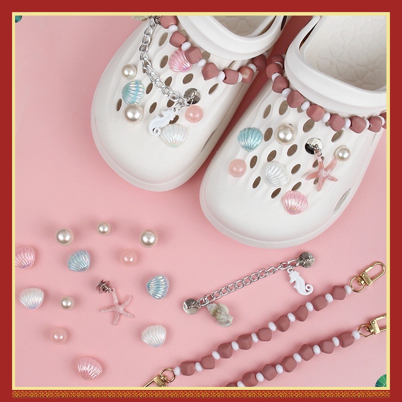 Phụ Kiện Trang Trí Dây Xích Hình Vỏ Sò Xinh Xắn Dùng Trang Trí Giày Diy