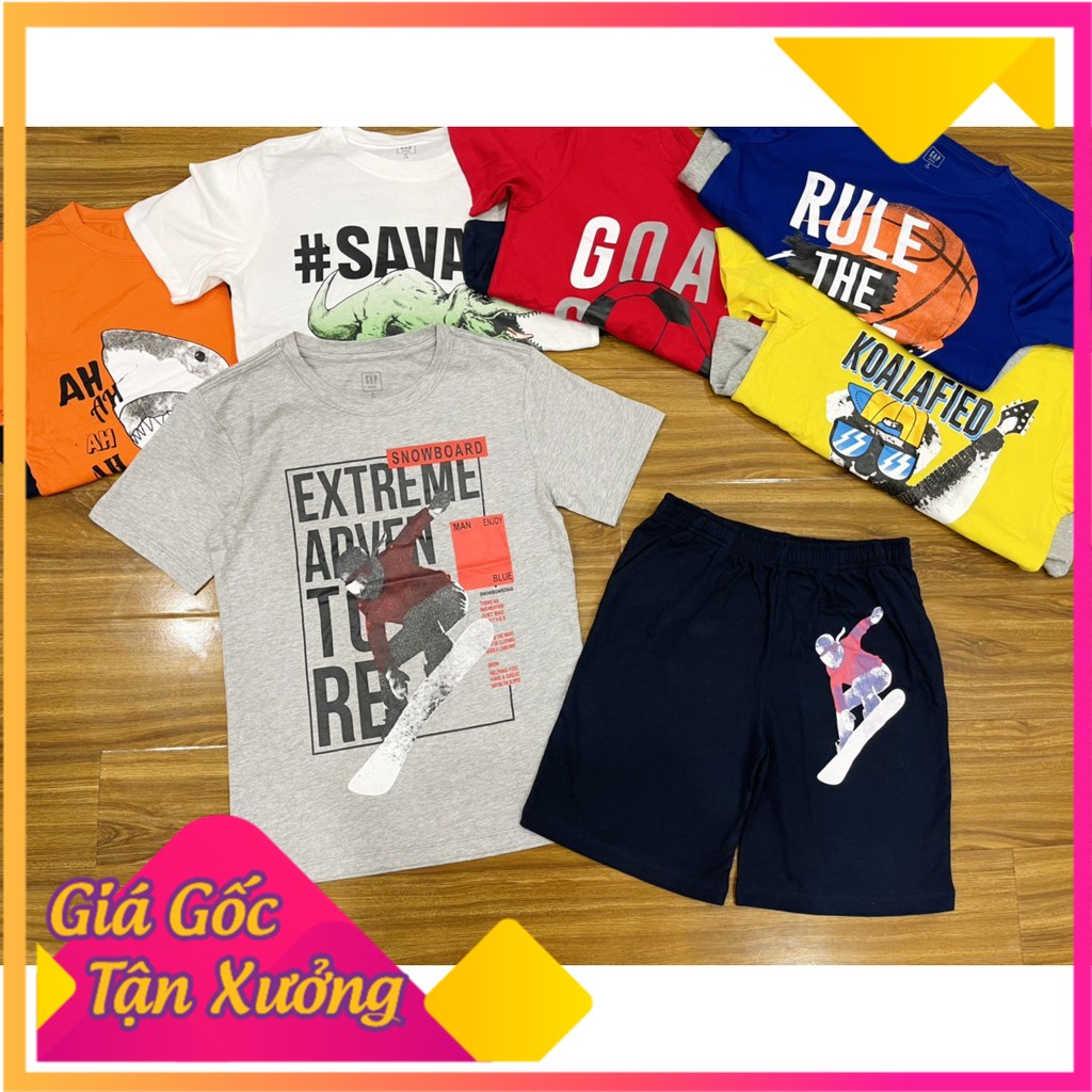 Bộ thun cộc tay bé trai 5-18 tuổi hàng GAP Việt Nam xuất khẩu, Bộ hè cho bé size đại vải cotton thấm hút mồ hkhẩu