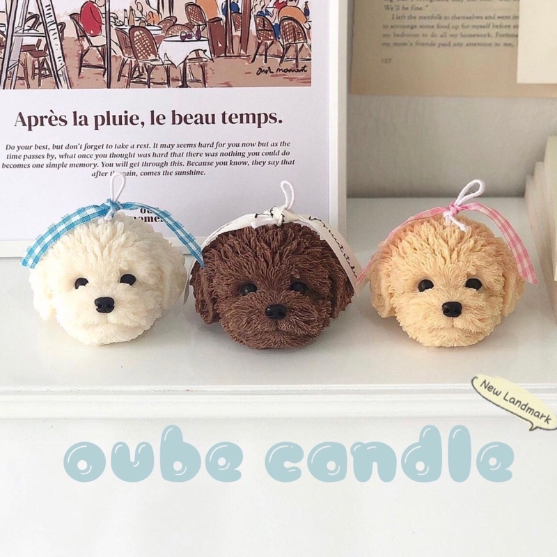 Nến Thơm Cún Con Poodle Candle Siêu Yêu - Nến Thơm Tinh Dầu Thư Giãn Hàn Quốc Hình Cún Con 6*7.5cm | Oube Candle NT27