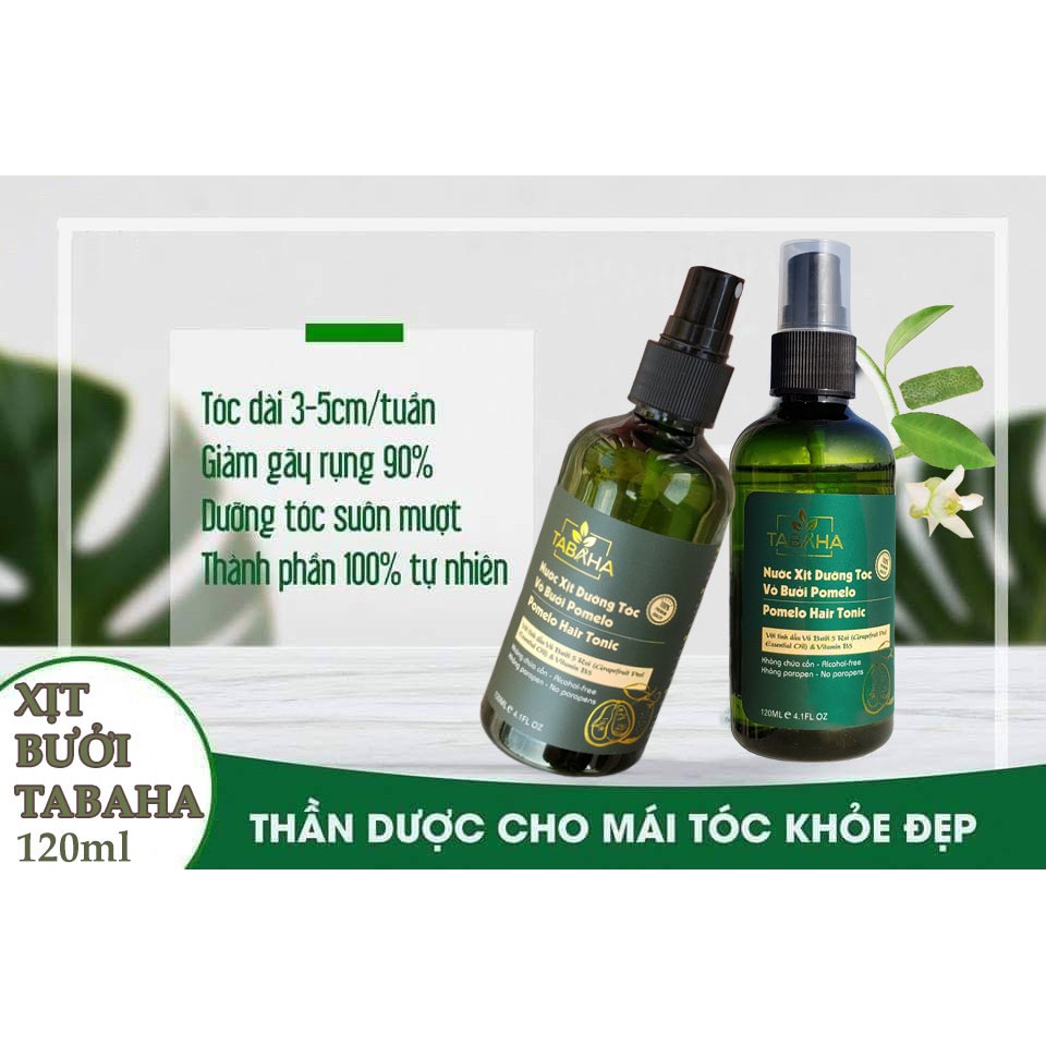 Combo 2 nước xịt dưỡng tóc kích thích mọc tóc Tabaha 120ml từ tinh dầu bưởi Năm roi &amp; Vitamin B5