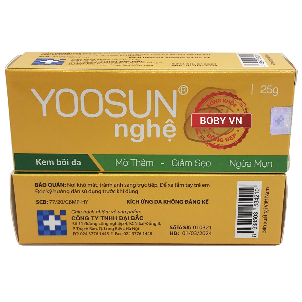 Yoosun nghệ - Kem bôi da, mờ thâm, giảm seo, ngừa mụn - Chính hãng (25g)