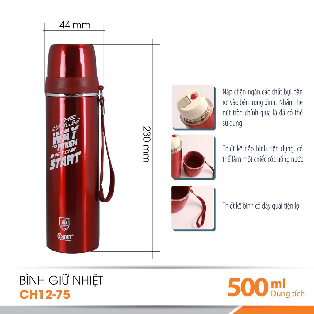 Combo Bếp Nướng Điện Không Khói Comet CM5665 Và Bình Giữ Nhiệt Comet CH12-75 - 500ml