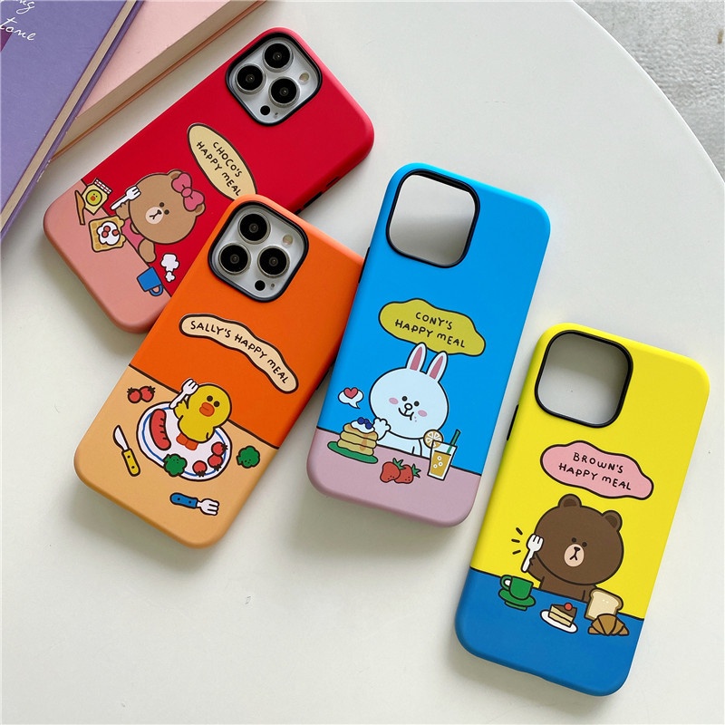 LINE FRIENDS Ốp Điện Thoại 2 Trong 1 Họa Tiết Gấu CONY SALLY Dành Cho iPhone 13 /13 Pro Max/iPhone 12 Pro/11 Pro Max