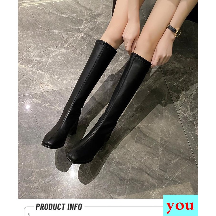 Hàng Có Sẵn Giày Bốt Cao Đến Đầu Gối Màu Trắng Dài Ngang Gối Zhuan2021 Thời Trang Thu Đông Cho Nữ