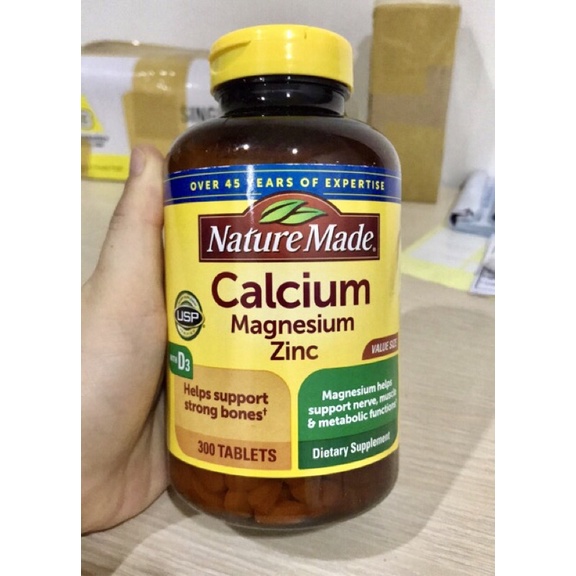 🏃🏻‍♂️🏃🏻‍♀️ Viên uống Nature Made Calcium Magnesium ZinC D3 300 viên của Mỹ - Giúp xương chắc khỏe