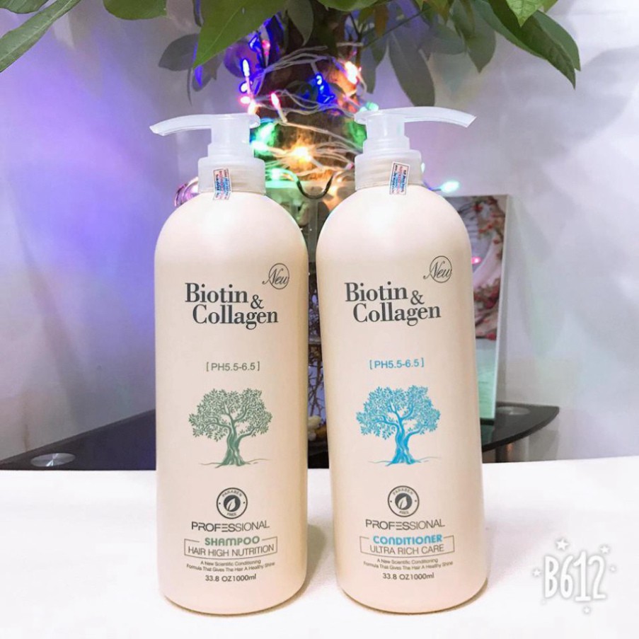 Biotin Collagen -  Cặp Dầu Gội + Xả Chống Rụng Kích Thích Mọc Tóc Siêu Mềm Mượt Biotin & Collagen 1000ml | BigBuy360 - bigbuy360.vn