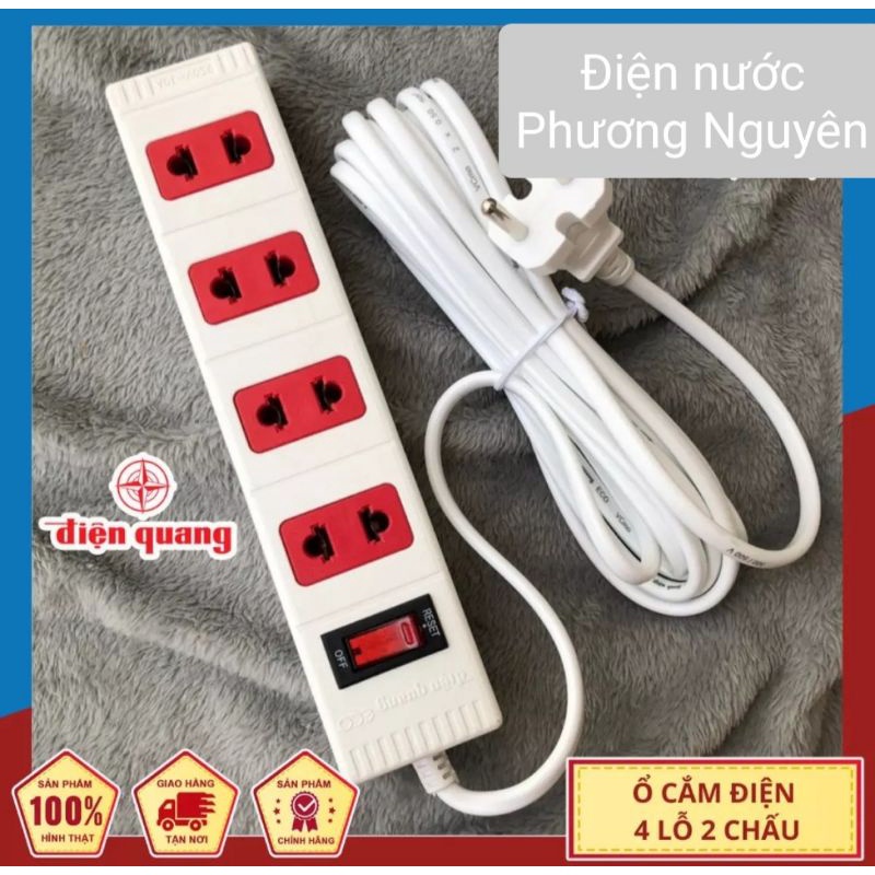 Ổ Cắm Điện Quang 42 ECO ( 4 Lỗ 2 Chấu ) 2 màu trắng hoặc đen