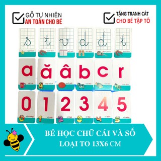 Thẻ học tiếng việt 💖 FREESHIP Từ 250K 💖 Bộ 42 thẻ chữ cái và số cỡ lớn 13x6cm