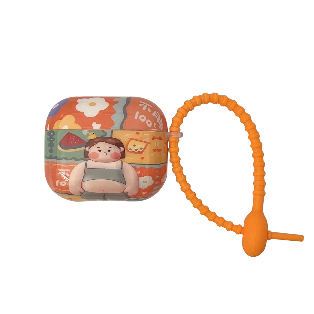 Vỏ bảo vệ hộp sạc tai nghe SPRISE họa tiết hoạt hình có dây đeo thời trang thích hợp cho Airpods 2/Pro/3