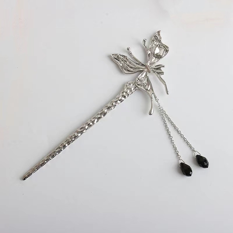 Kẹp Tóc Tua Rua Hình Bướm Bằng Kim Loại Phong Cách Trung Hoa Đơn Giản Mới