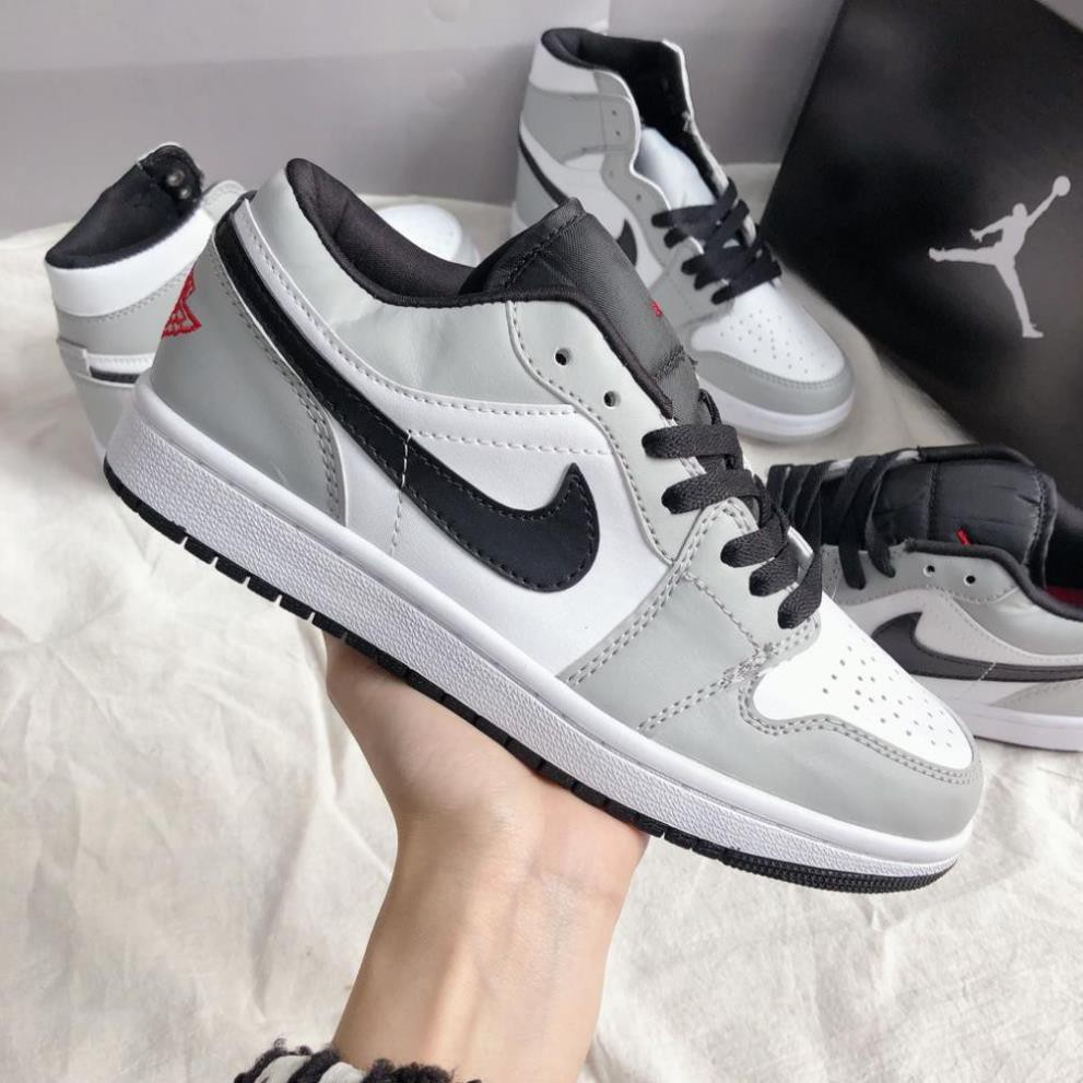 Giày thể thao jordan 1 Xám cao, xám thấp chỉ đỏ cao cấp nam nữ ⚡️𝐅𝐑𝐄𝐄 𝐒𝐇𝐈𝐏⚡️ tặng full box bill