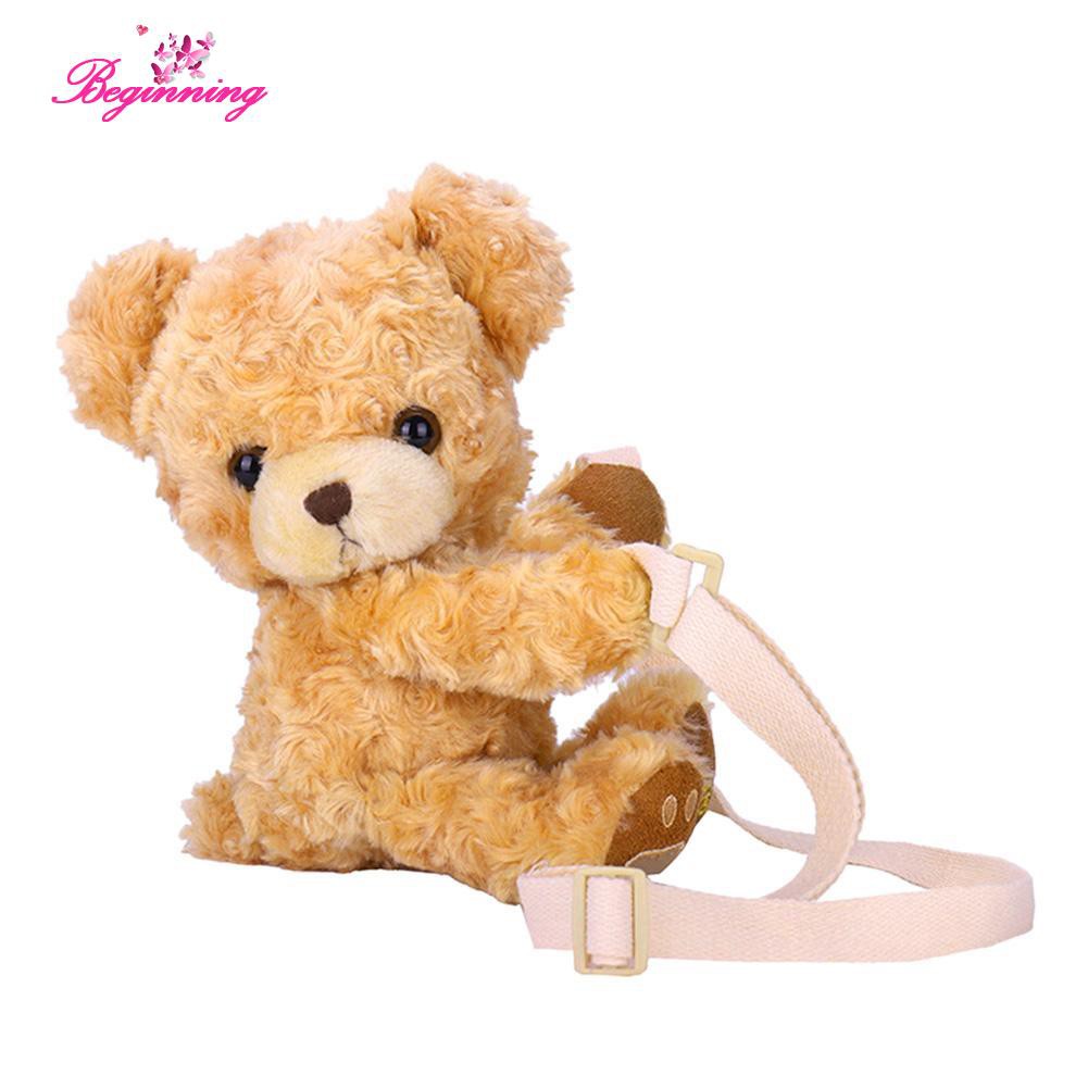 Túi đeo chéo giả lông hình gấu dễ thương cho nữ