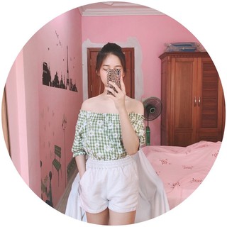Vải thô hoa cúc kẻ