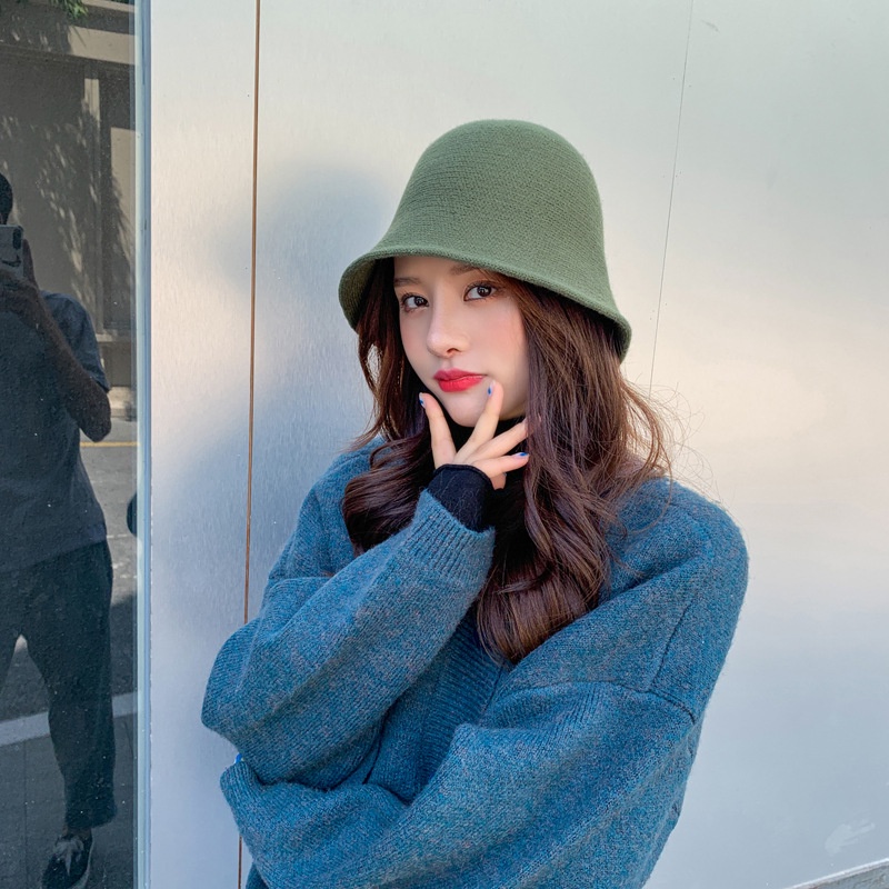 Nón tai bèo dệt kim màu sắc đơn giản phong cách Hàn Quốc thời trang cho nữ