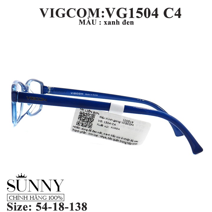 VG1504 C4 - gọng kính nam nữ thời trang Vigcom chính hãng, thiết kế dễ đeo bảo vệ mắt