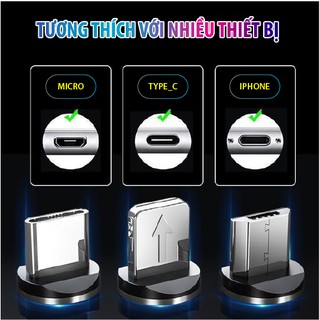 Cáp sạc đa năng bọc dù 3 trong 1 gồm Lightning - Micro USB - Type C