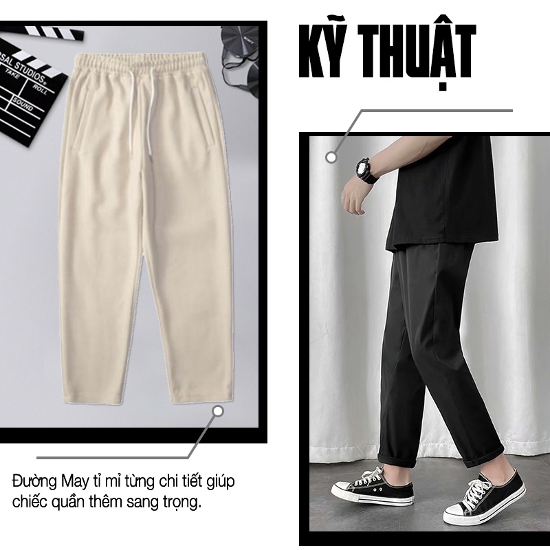 Quần baggy nam nữ kaki TINOFUN ống suông rộng basic simple CL C cạp chun chất vải mềm mịn thoáng mát mùa hè thu 4 màu