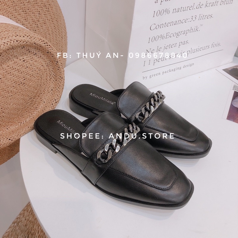 Giày sục da dây xích bít mũi hàng chuẩn ảnh loại đẹp, êm ôm chân