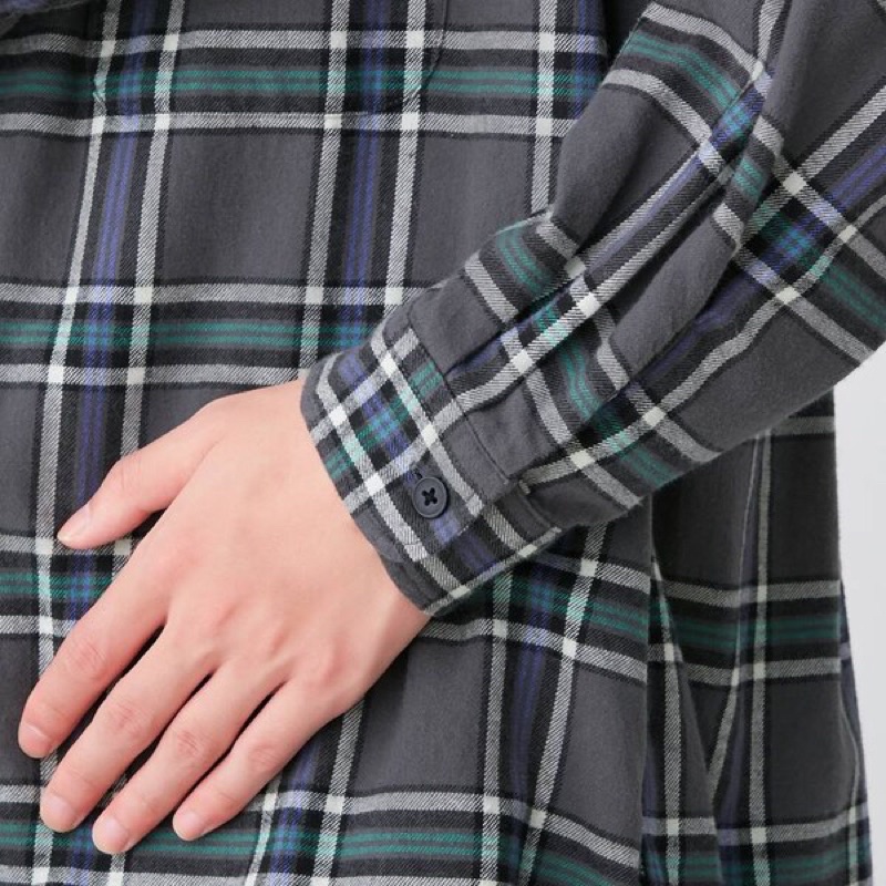 Áo sơ mi nam dài tay kẻ caro flannel dòng oversize thời trang, năng động của GU - Nhật