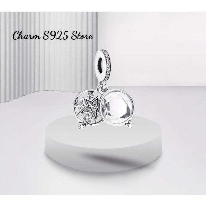 charm pan treo ngôi sao đính đá trắng bạc s925 cao cấp