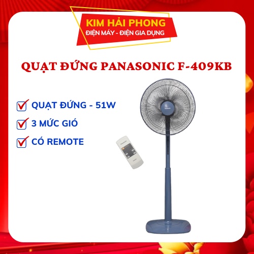 Quạt đứng PANASONIC F-409KBE (Màu Be) quạt cây có remote điều khiển công suất 51W [ kimhaiphong_store ]