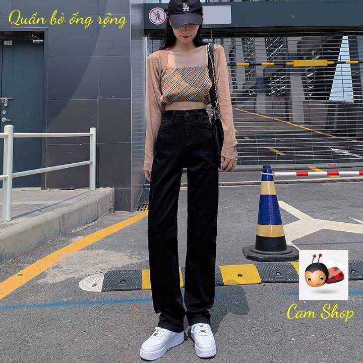 Quần bò quần jean nữ quần ống rộng ống suông lưng cao cạp cao quần chín tấc quần bò nữ đẹp Cam Shop C07 - Hàng nhập khẩu