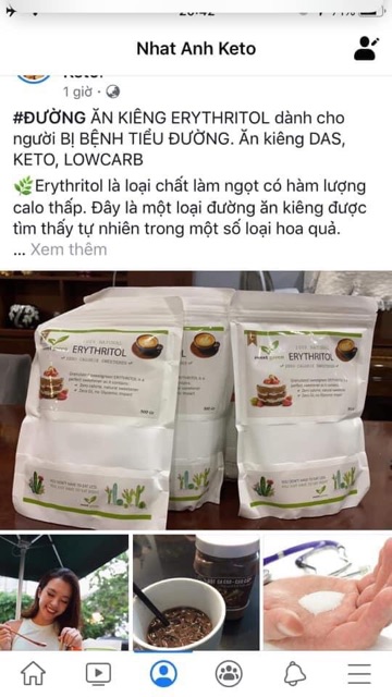 ĐƯỜNG ĂN KIÊNG ERYTHRITOL dành cho người BỊ BỆNH TIỂU ĐƯỜNG. Ăn kiêng DAS, KETO, LOWCARB