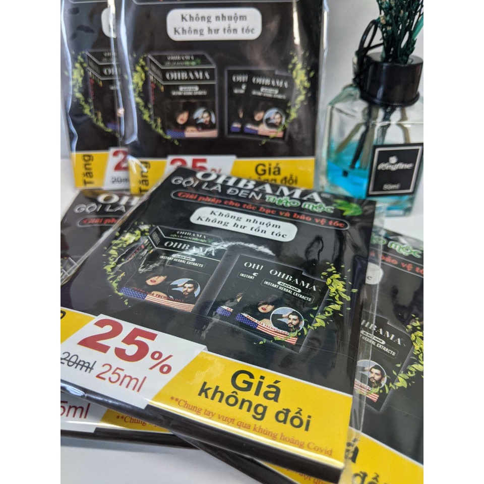 Bịch dầu gội nhuộm tóc OHBAMA  Black Hair Instant Wash 20ml / Gội Là Đen /Gội Nâu Thảo Mộc |Dầu gội phụ bạc