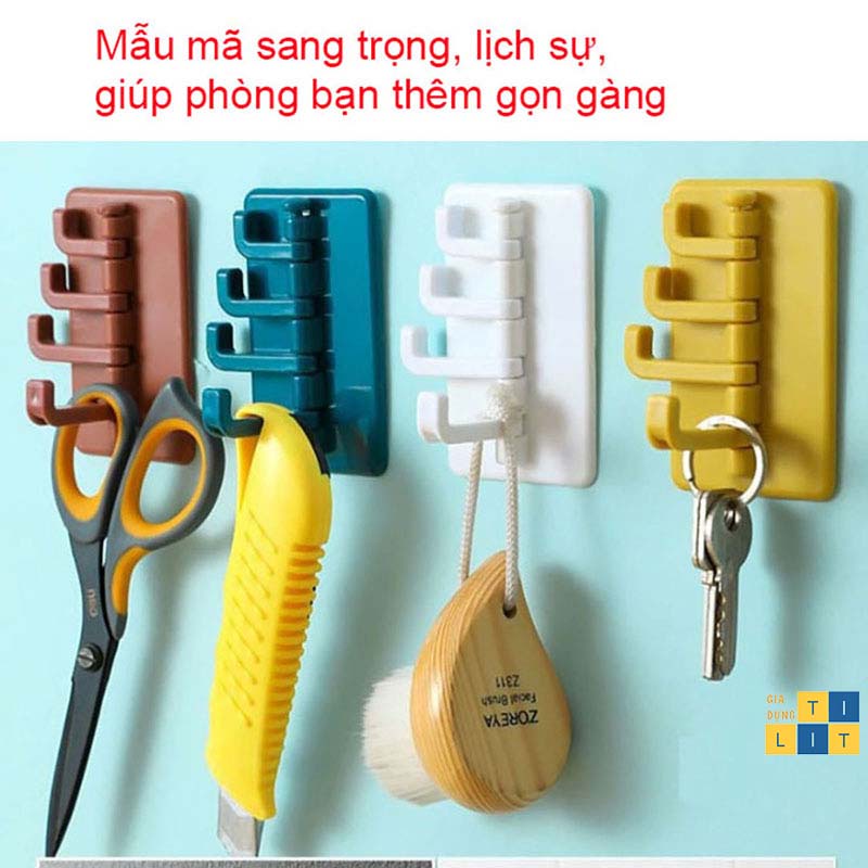 Móc dán tường 4 chấu đa năng, treo quần áo, chìa khóa, vật dụng tiện lợi - [MÓC 4 CHẤU CÂY THÔNG]